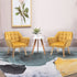 Modern Armchair, Accent Chair with Wide Arms, Slanted Back and Rubber Wood Legs for Living Room, Bedroom, Home Office Yellow