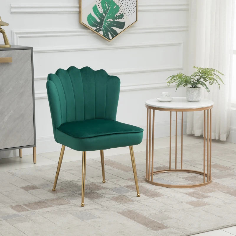 Velvet-Feel Shell Accent Chair - Green