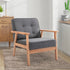 Minimalistic Wooden Frame Accent Chair, with Padded Seat - Dark Grey