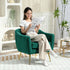 Velvet-Feel Shell Back Accent Chair - Green