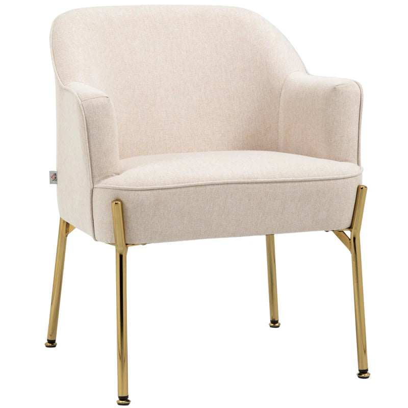 Fabric Accent Chair, Modern Armchair with Metal Legs for Living Room, Bedroom, Home Office, Cream