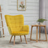 Modern Accent Chair, Upholstered Tufted Wingback Armchair with Seat Padding, Velvet Leisure Lounge Bedroom Chair with Wood Legs, Yellow