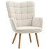Modern Accent Chair, Upholstered Tufted Wingback Armchair with Seat Padding, Teddy Fleece Leisure Lounge Bedroom Chair with Wood Legs, Cream White