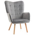 Modern Accent Chair, Upholstered Tufted Wingback Armchair with Seat Padding, Velvet Leisure Lounge Bedroom Chair with Wood Legs, Grey