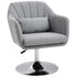 Swivel Linen Fabric Accent Chair for Living Room Contemporary Vanity Armchair with Adjustable Height Thick Cushion Lumbar Support Armrest for Bedroom Office Light Grey