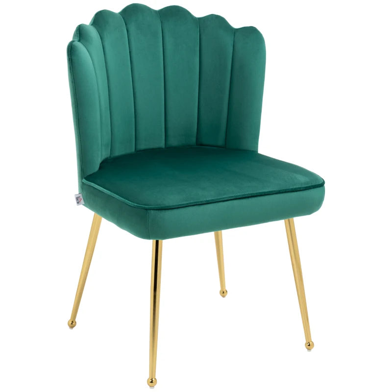 Velvet-Feel Shell Accent Chair - Green