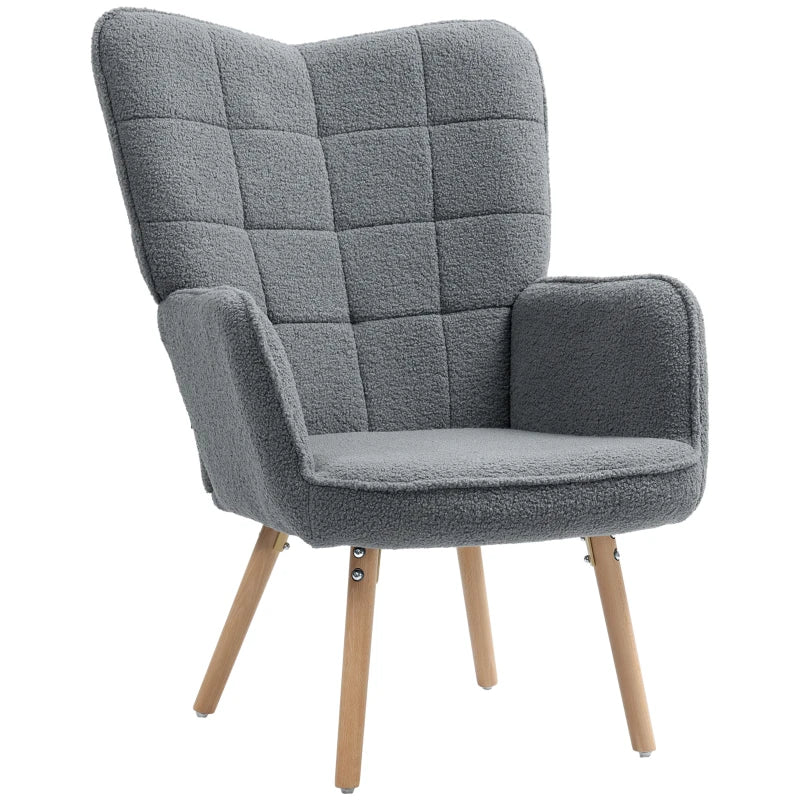 Teddy Fleece Wingback Accent Chair - Grey