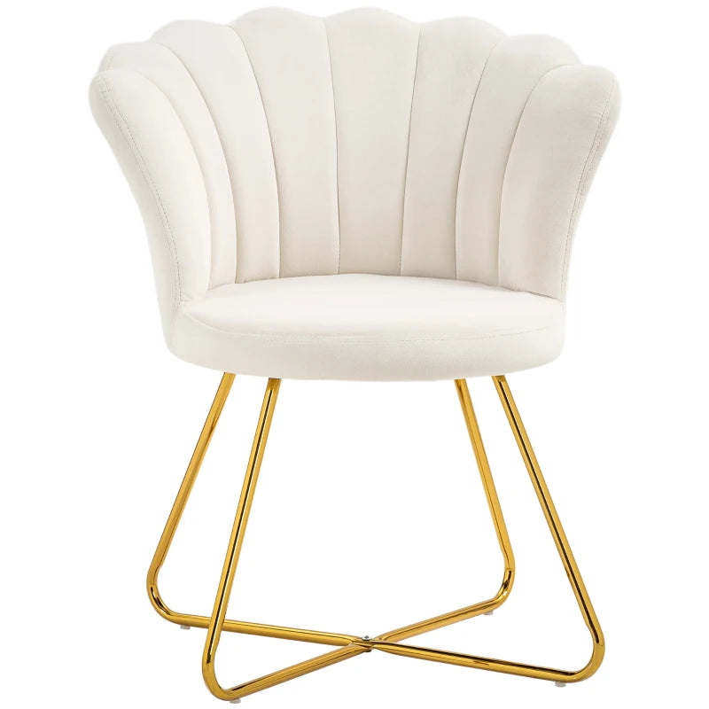 Velvet-Feel Lotus Petal Accent Chair - Cream