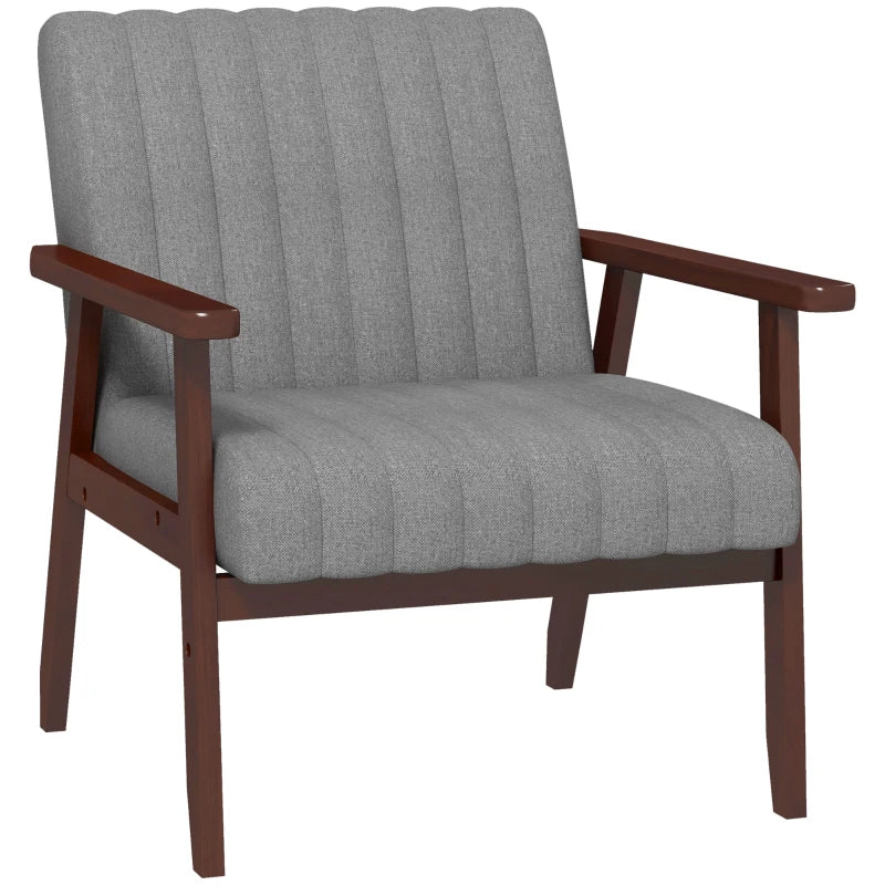 Mid Century Accent Chair, with Wooden Legs - Grey
