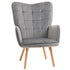 Modern Accent Chair, Upholstered Tufted Wingback Armchair with Seat Padding, Velvet Leisure Lounge Bedroom Chair with Wood Legs, Grey