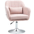 Swivel Linen Fabric Accent Chair for Living Room Contemporary Vanity Armchair with Adjustable Height Thick Cushion Lumbar Support Armrest for Bedroom Office Pink