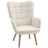Modern Accent Chair, Upholstered Tufted Wingback Armchair with Seat Padding, Teddy Fleece Leisure Lounge Bedroom Chair with Wood Legs, Cream White