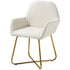 Modern Arm Chair Upholstered Accent Chair with Metal Base for Living Room Cream White