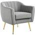 Velvet-Feel Shell Back Accent Chair - Grey