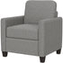 Modern Boxy Linen-Look Armchair - Light Grey
