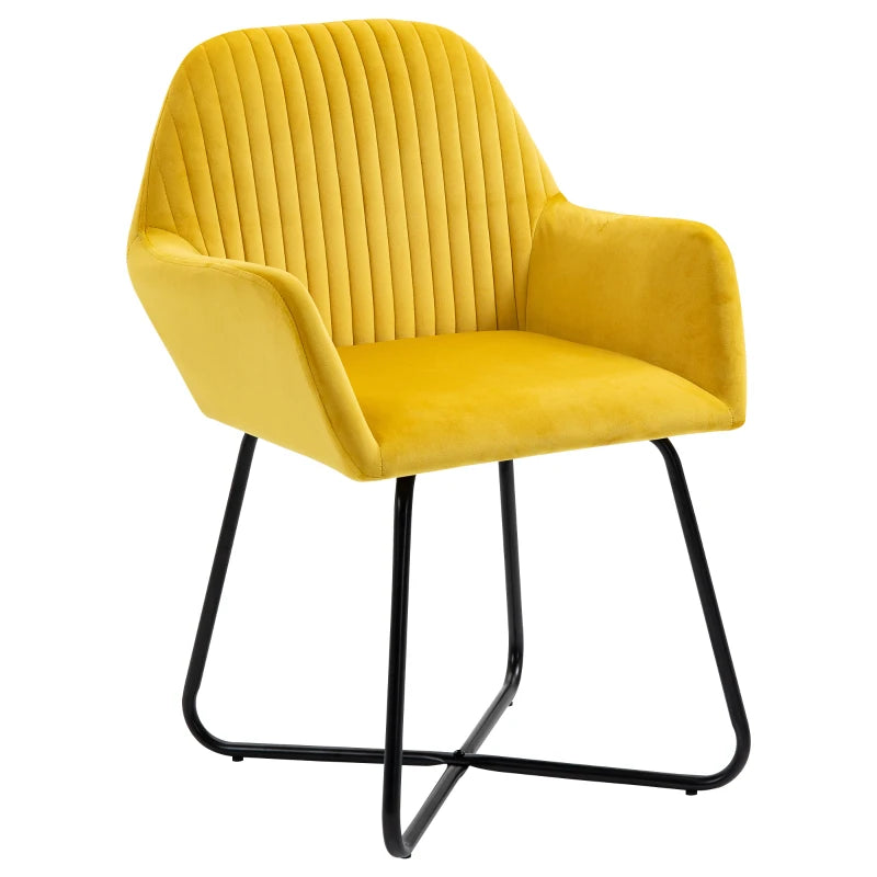 Modern Arm Chair Upholstered Accent Chair with Metal Base for Living Room Yellow