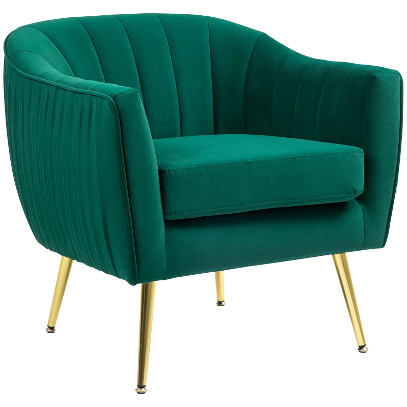 Velvet-Feel Shell Back Accent Chair - Green