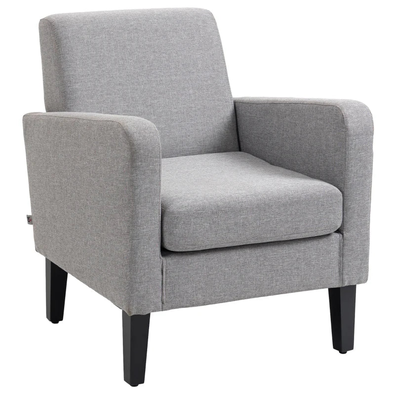 Linen-Look Boxy Armchair - Light Grey