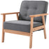 Minimalistic Wooden Frame Accent Chair, with Padded Seat - Dark Grey