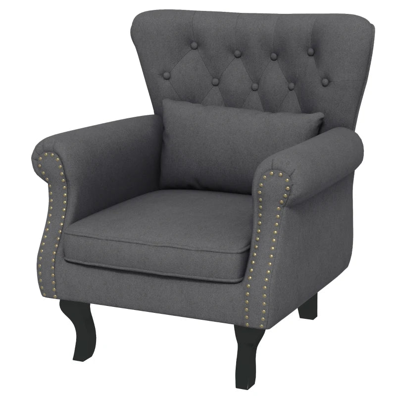 Chesterfield-Style Accent Chair - Grey