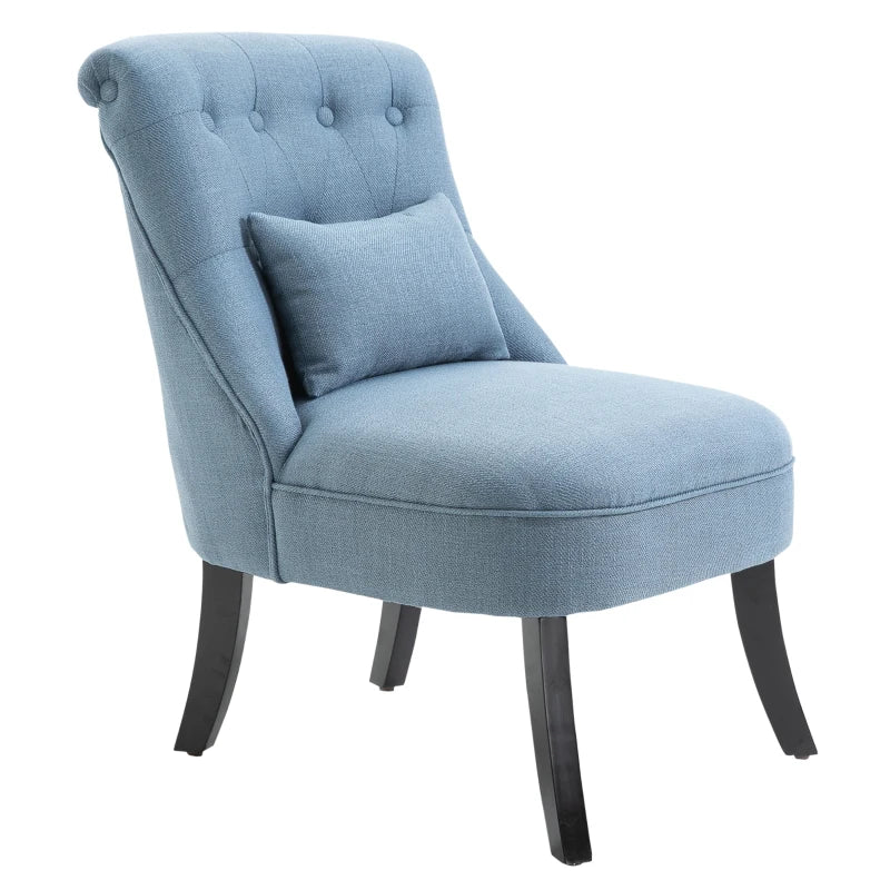 Fabric Single Sofa Dining Chair Tub Chair Upholstered W/ Pillow Solid Wood Leg Home Living Room Furniture Blue