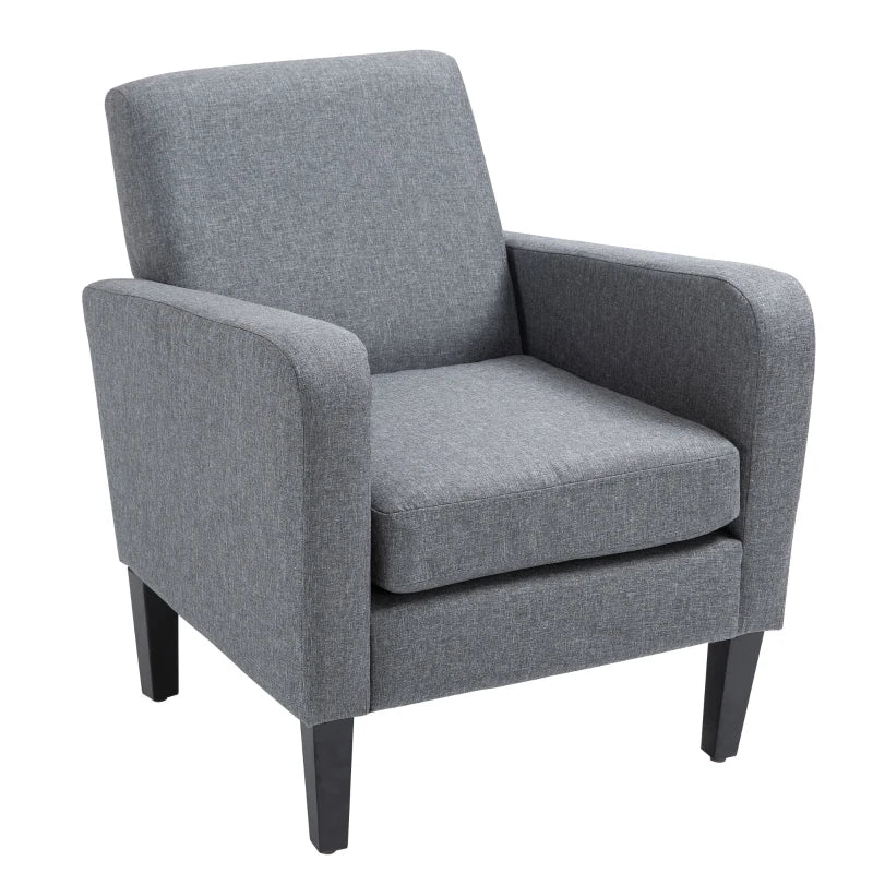 Modern Accent Chair, Occasional Chair with Rubber Wood Legs for Living Room, Bedroom, Grey