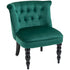 Velvet-Feel Wingback Accent Chair, with Wooden Legs - Green