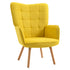 Modern Accent Chair, Upholstered Tufted Wingback Armchair with Seat Padding, Velvet Leisure Lounge Bedroom Chair with Wood Legs, Yellow