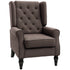 Wingback Accent Chair, Retro Upholstered Button Tufted Occasional Chair for Living Room and Bedroom, Brown