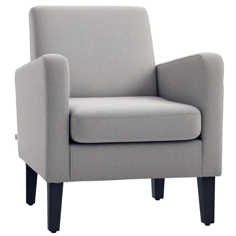 Linen-Look Boxy Armchair - Light Grey