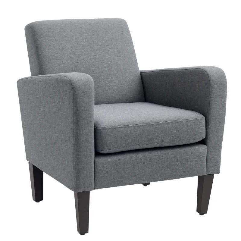 Modern Accent Chair, Occasional Chair with Rubber Wood Legs for Living Room, Bedroom, Grey