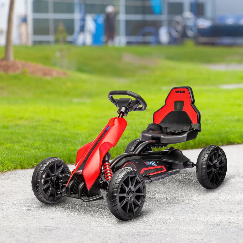 12V Electric Go-Kart for Kids, Ride-On Racing Go-Kart, with Forward and Reversing Functions, for Ages 3-8 Years - Red