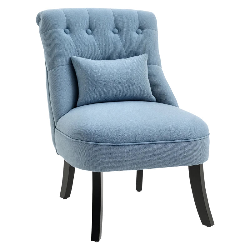 Fabric Single Sofa Dining Chair Tub Chair Upholstered W/ Pillow Solid Wood Leg Home Living Room Furniture Blue