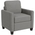 Modern Boxy Linen-Look Armchair - Light Grey