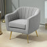 Velvet-Feel Shell Back Accent Chair - Grey