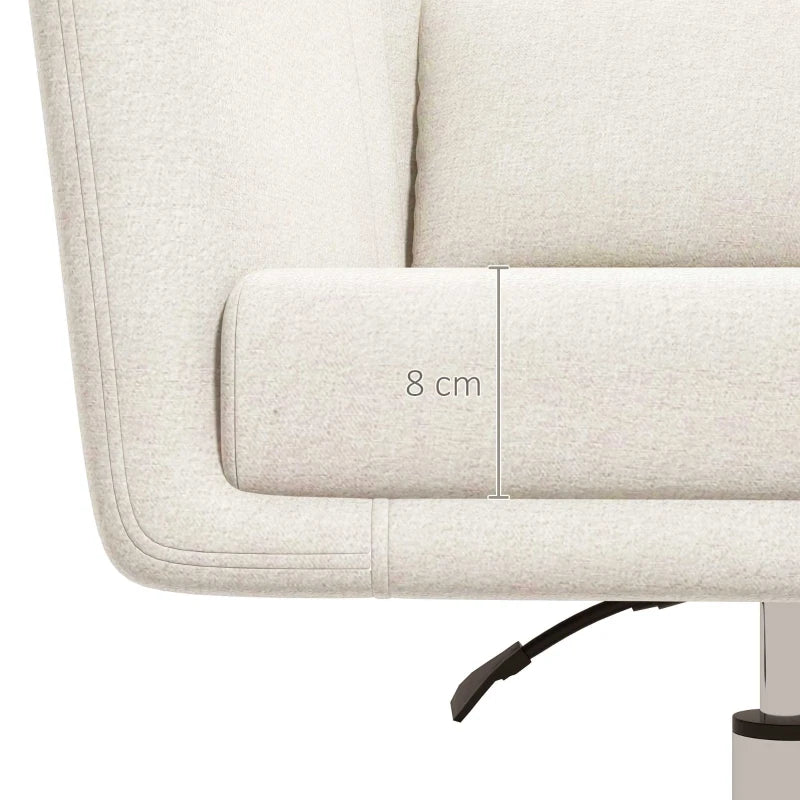 Modern Accent Chair with Swivel Base, Height Adjustable Arm Chair with Pillow for Living Room, Bedroom, Cream White