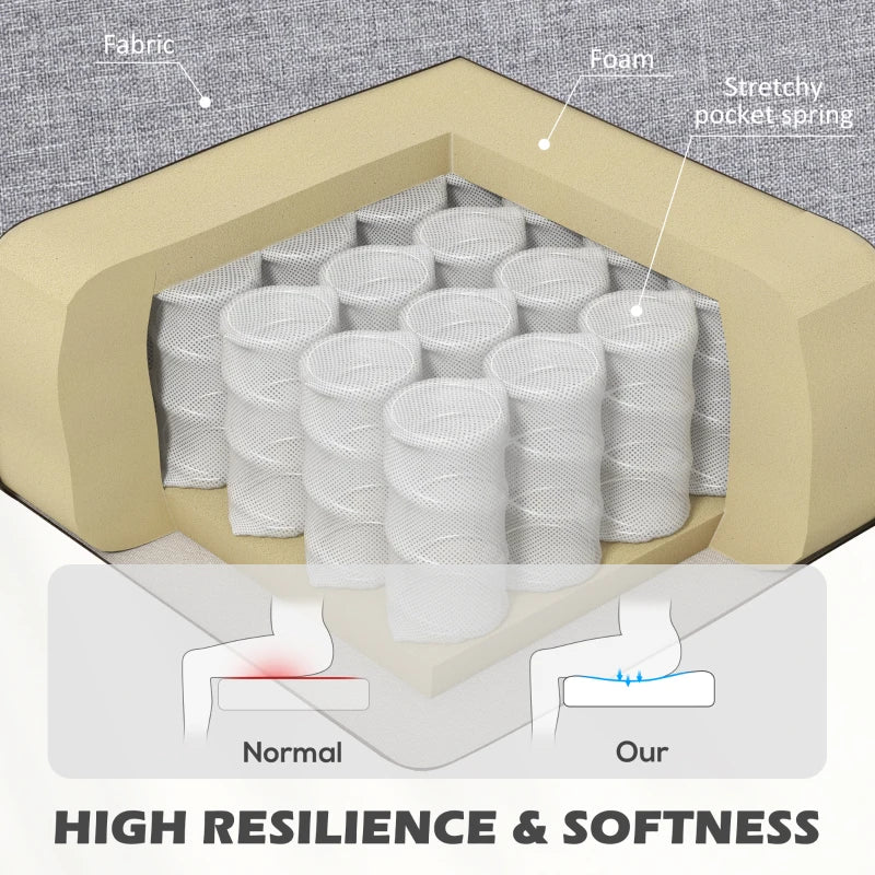 Linen-Look Boxy Armchair - Light Grey