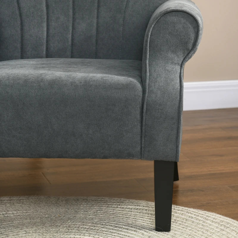 Upholstered Accent Chair with Rolled Arms and Wood Legs, Armchair for Living Room Bedroom, Grey