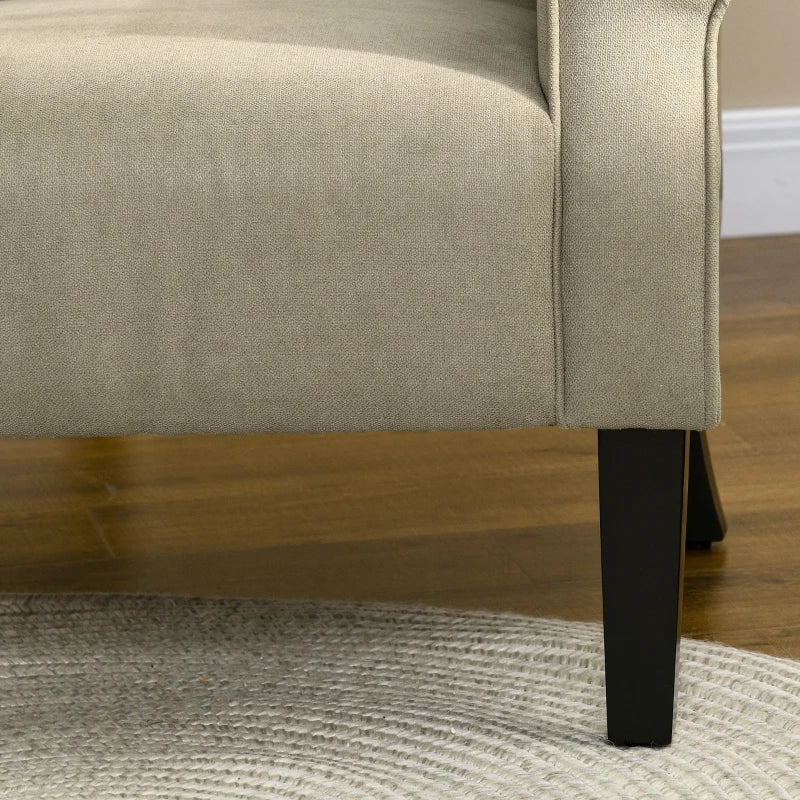 Upholstered Accent Chair with Rolled Arms and Wood Legs, Armchair for Living Room Bedroom, Beige