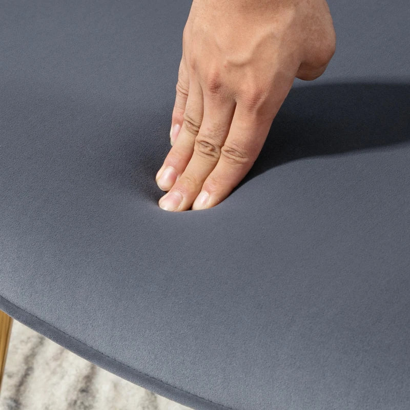 Modern Armchair with Footstool, Upholstered Accent Chair with Ottoman, Steel Legs, Velvet Wingback Chair for Living Room, Bedroom, Home Study, Dark Grey