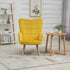 Modern Accent Chair, Upholstered Tufted Wingback Armchair with Seat Padding, Velvet Leisure Lounge Bedroom Chair with Wood Legs, Yellow
