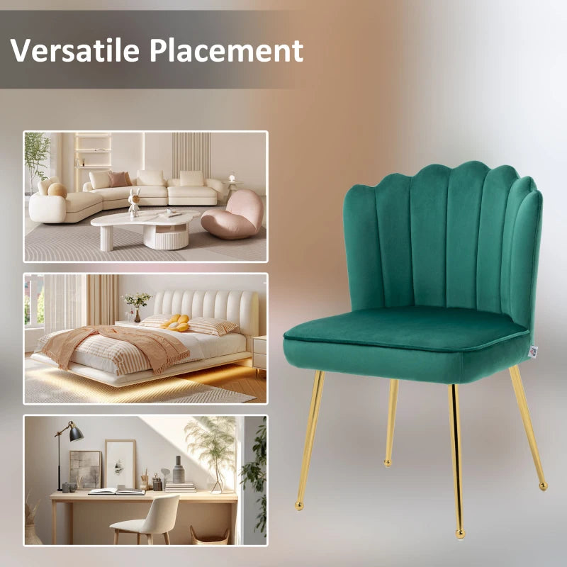 Velvet-Feel Shell Accent Chair - Green