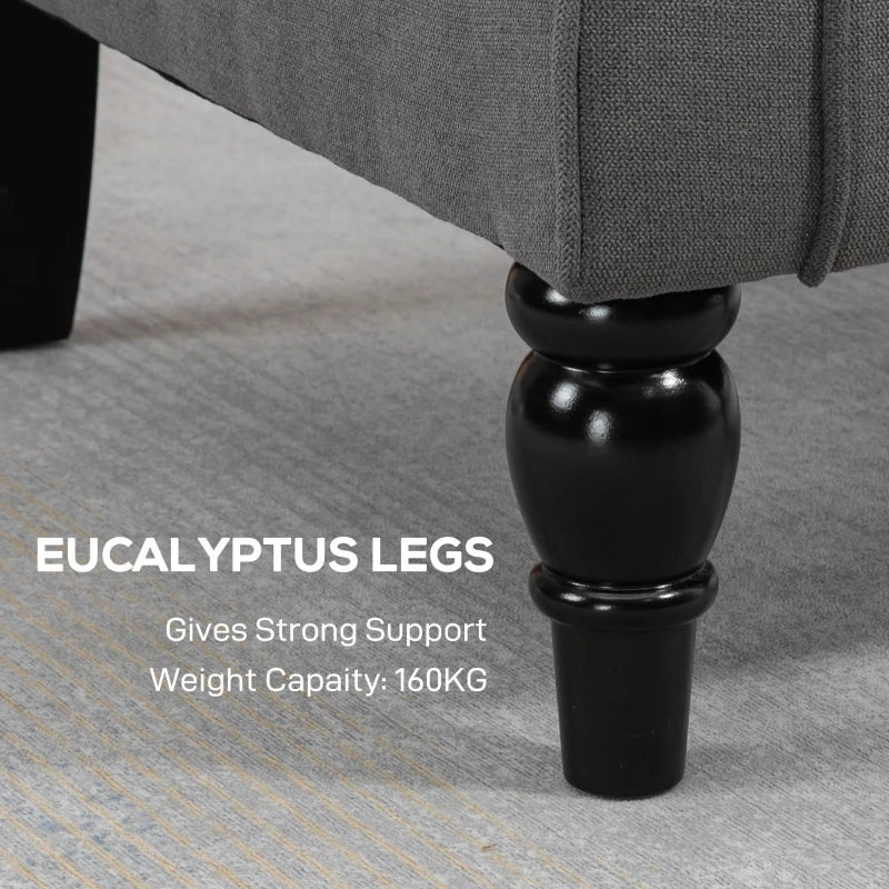 Retro Accent Chair, Linen Wingback Armchair with Wood Frame Button Tufted Design for Living Room Bedroom, Dark Grey