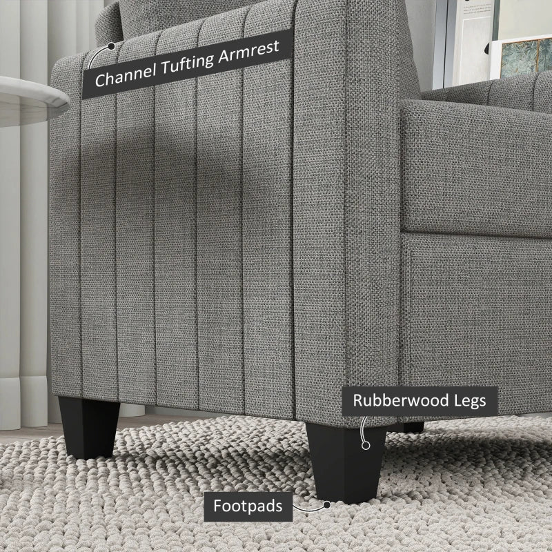 Modern Boxy Linen-Look Armchair - Light Grey