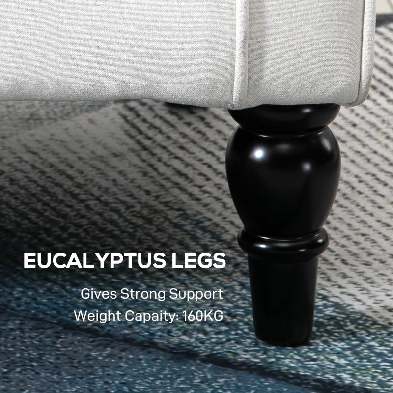 Wingback Accent Chair, Retro Upholstered Button Tufted Occasional Chair for Living Room and Bedroom, Cream White