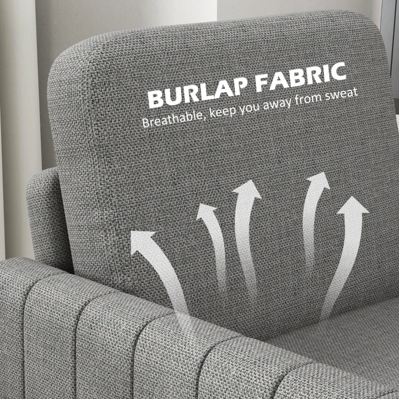 Modern Boxy Linen-Look Armchair - Light Grey