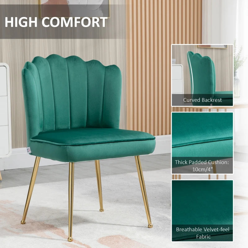 Velvet-Feel Shell Accent Chair - Green
