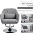 Swivel Linen Fabric Accent Chair for Living Room Contemporary Vanity Armchair with Adjustable Height Thick Cushion Lumbar Support Armrest for Bedroom Office Light Grey