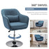 Swivel Linen Fabric Accent Chair for Living Room Contemporary Vanity Armchair with Adjustable Height Thick Cushion Lumbar Support Armrest for Bedroom Office Blue