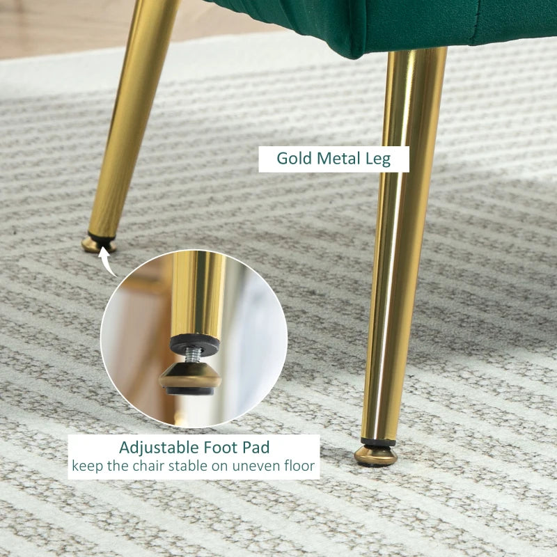 Velvet-Feel Shell Back Accent Chair - Green